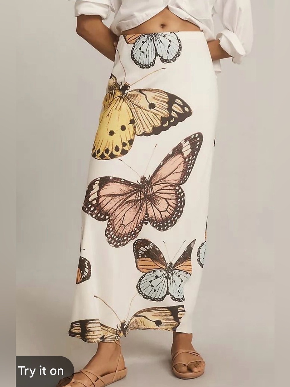 Anthropologie Tilda Maxi Slip Skirt with Butterfly Print
